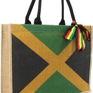 Woven Jute Beach Tote Large Capacity Reggae Style Casual Shoulder Bag